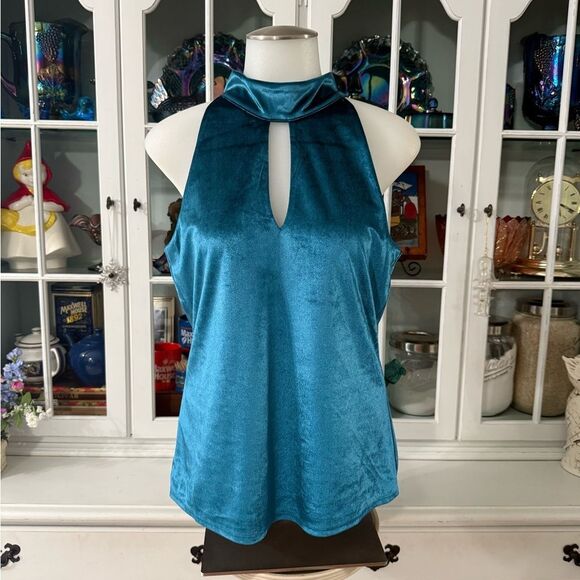 WHBM Teal Sleeveless Halter Top Size Small - Picture 1 of 8